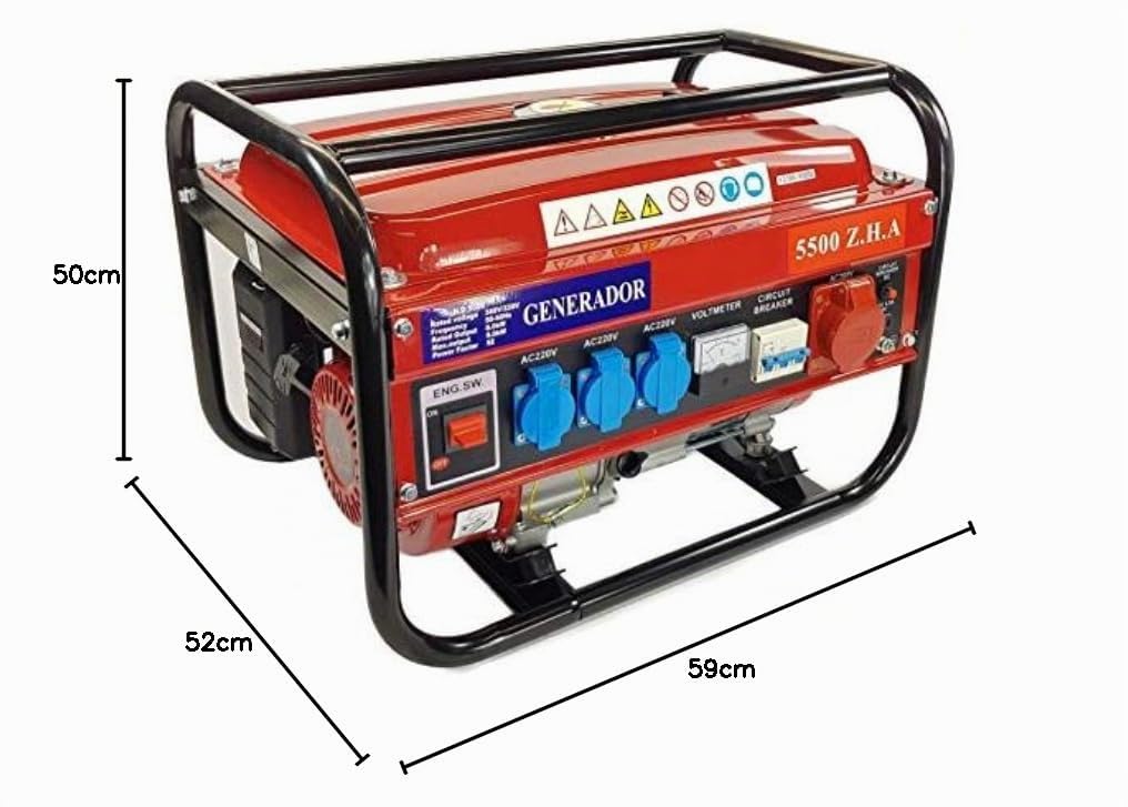Generatore EK monofasico e trifasico a 4 tempi, a benzina rosso 15 l 5500 W