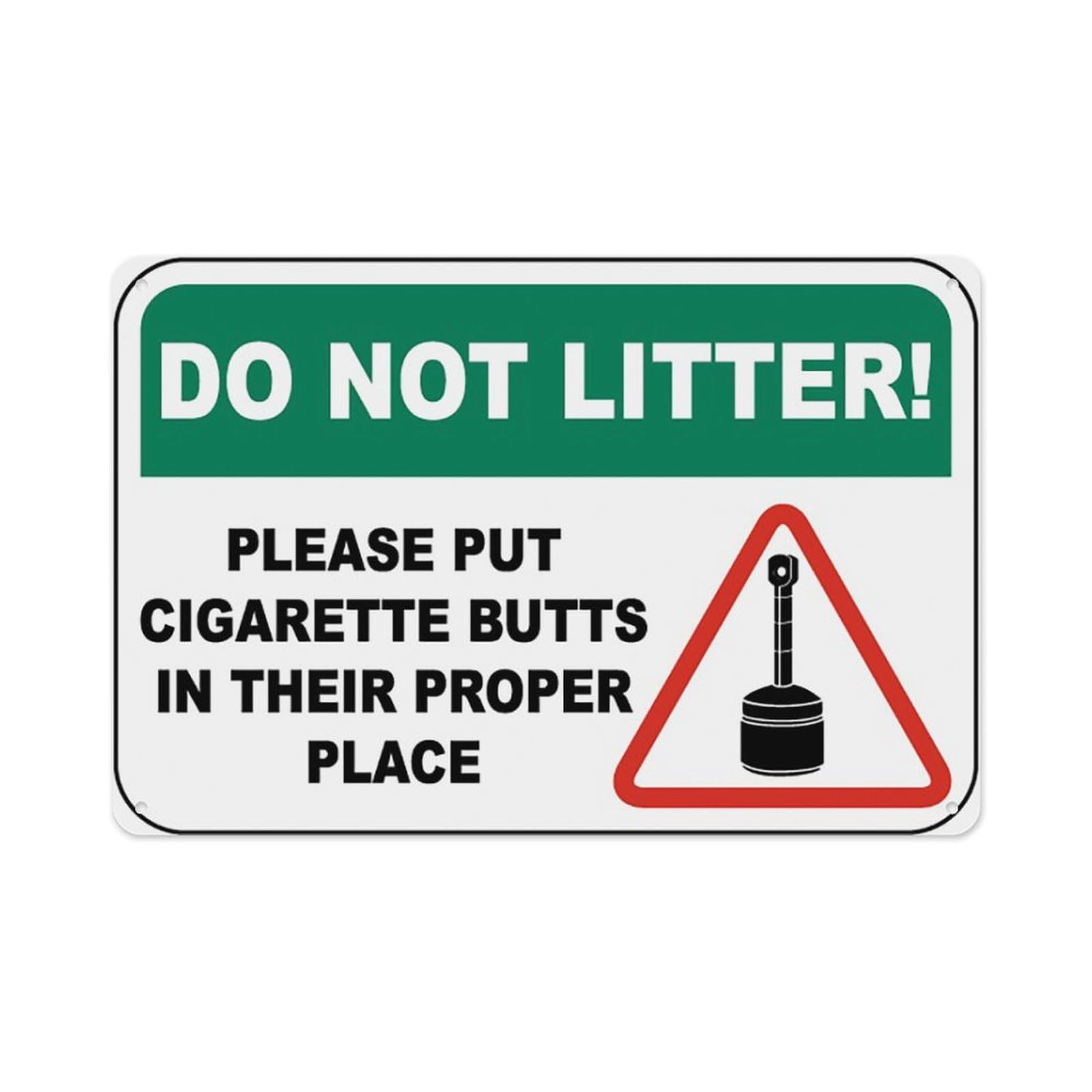 peiyeety DoLitter Cigarette Butts Sign Aluminum Tin Warning Signs For Home Outdoor Garden 12X16 Inches