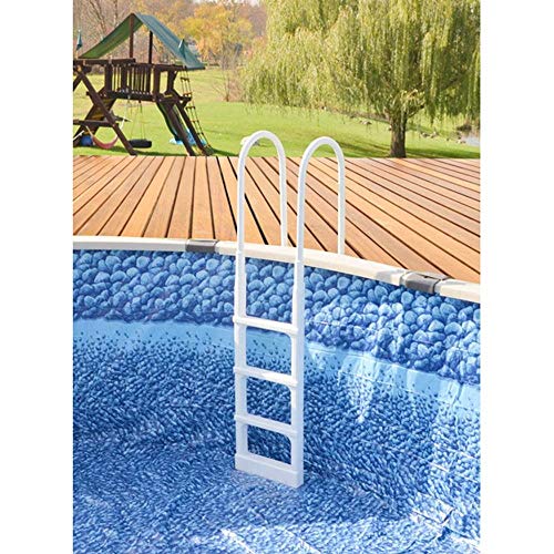 New Main Access 200300 Proseries Above Ground Swimming Pool Step Ladder Entry System With Convenient Adjustable Handrails, White #TOP1