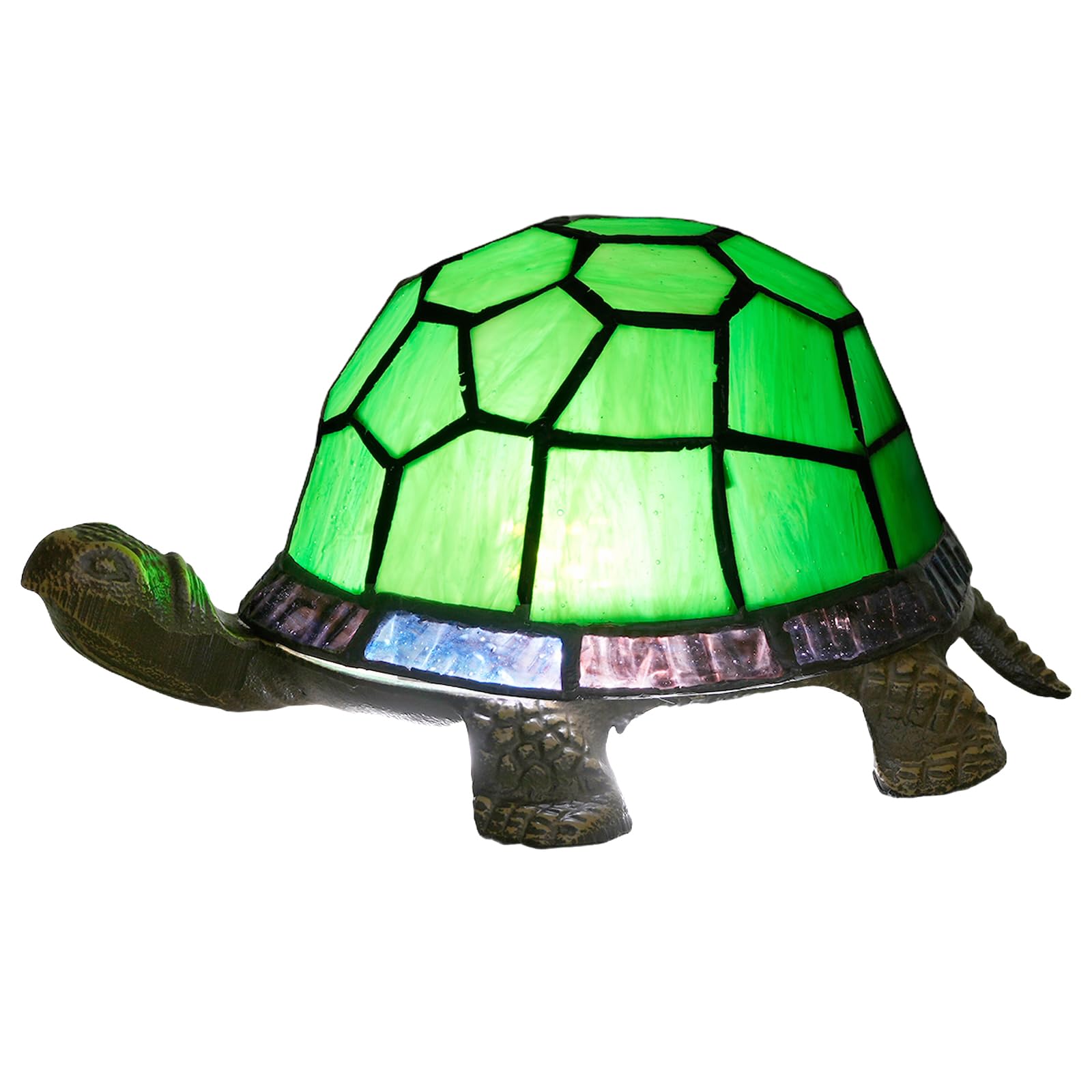 NUODITOS Tiffany Style Schildkröte Tischlampe Grün Glasmalerei Lampe Kinder Kinder Tier Nachtlicht für Home Decor Kleine Nachttischlampe