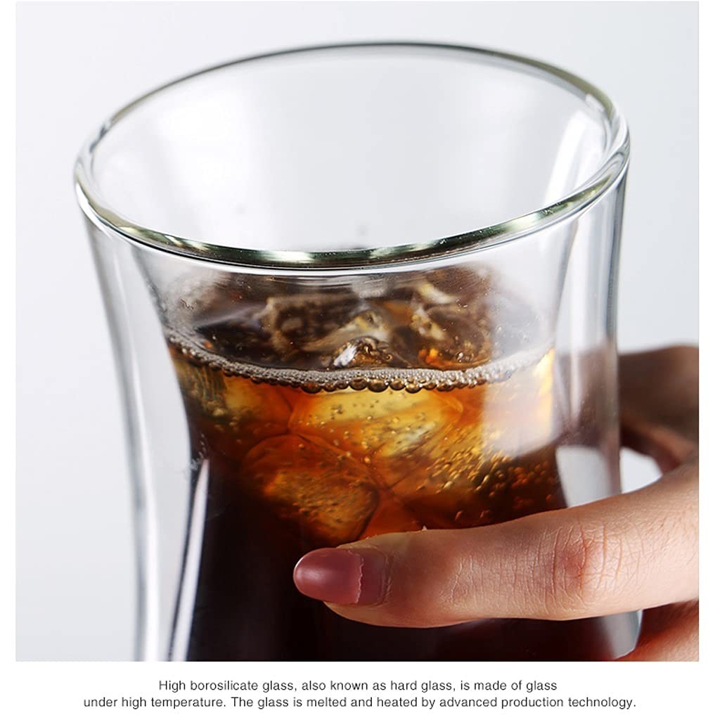 Szklanki Podwójne ściany szklane kubki, Clear Latte Cups, Insulated Glass Coffee Cup, Glassware, Piwo Drinkware, Espresso Szklanki do wody Szklanka barowa (Color : B)