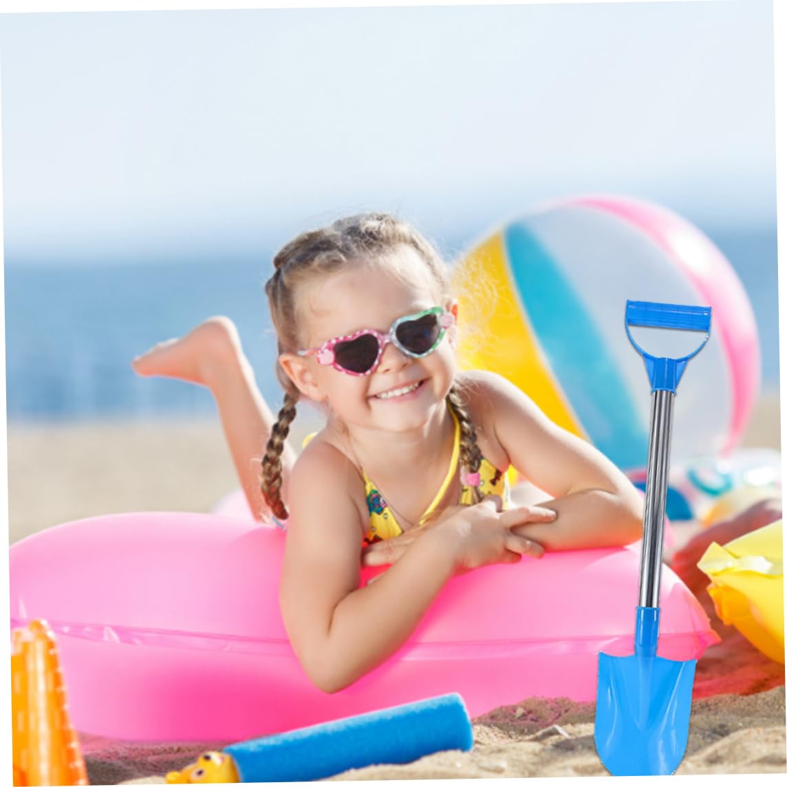 Set Pala da Neve per Bambini 4 Pezzi, Vanghe da scavo in plastica con Manici in Acciaio Inossidabile, Colori Casuali