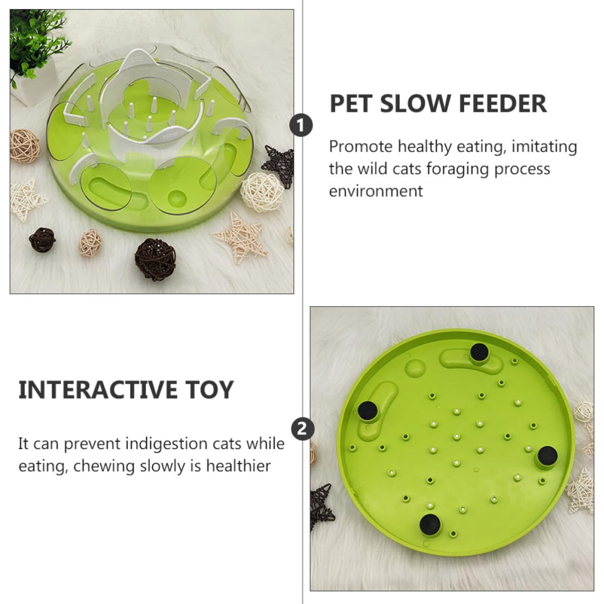 SOIMISS Alimentador Tipo Laberinto Juguete de Alimentación Lenta para Gatos Interactivo DIY, Abs, Verde, Fácil de Lavar, para Alimentación, para Gatos