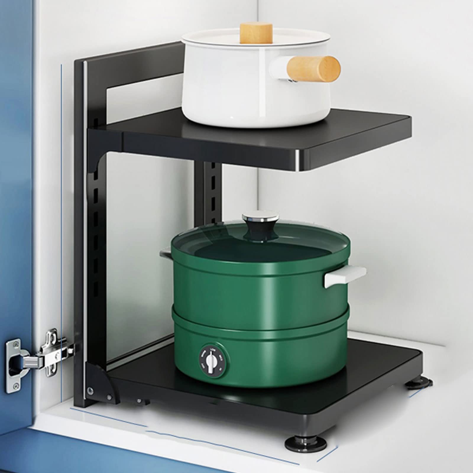 Étagère de rangement sous évier à 2 niveaux, étagère d'angle de cuisine, support d'assiettes, organisateur de placard, organisateur de comptoir de salle de bain, rangement de cuisine (couleur : noir