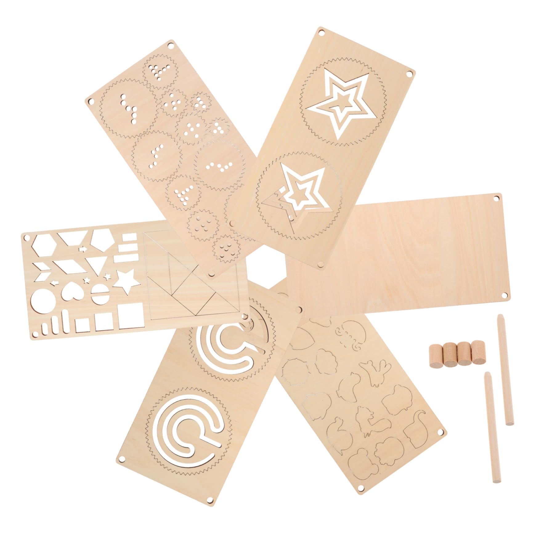 Tablero de Práctica Multifunción 5 Piezas de Madera para Niños