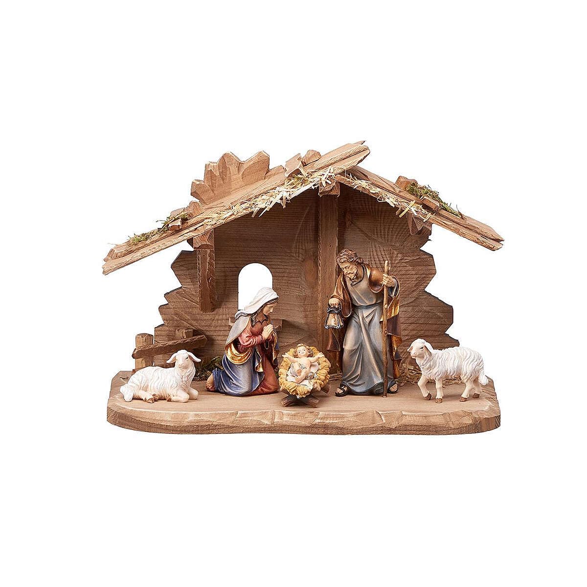 Holyart Hut Tyrol for Holy Family Set 7 Pieces 12 cm Painted Wood Mahlknecht Val Gardena