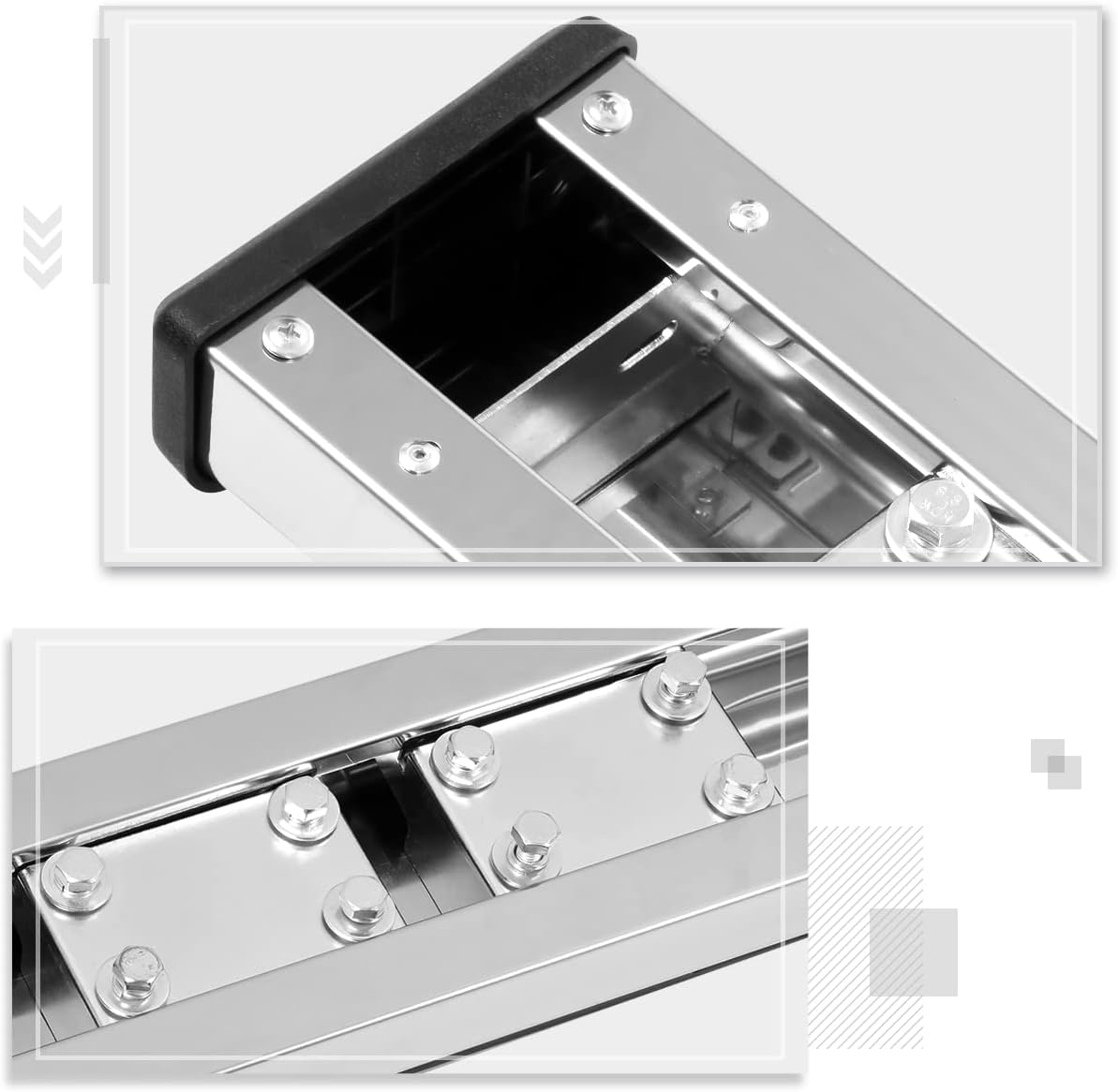 [Pair] 5" Chrome Stainless Running Boards/Side Steps/Nerf Bars Compatible with 09-24 Dodge Ram 1500-3500 Extended Cab