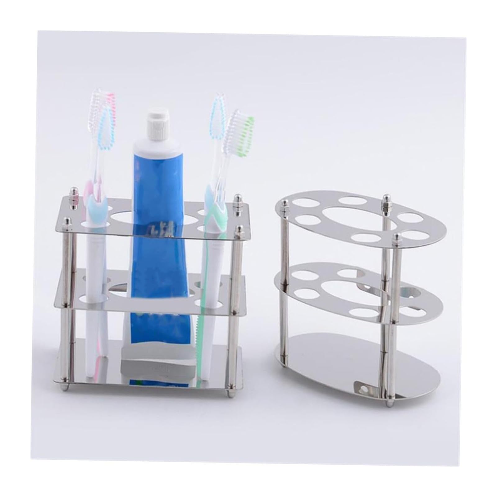 Portacepillos de Dientes Soporte de Acero Inoxidable for Pasta Dientes, Soporte for cepillos, Estante sin Taladro, Accesorio baño Vaso de Enjuague bucal Reutilizable