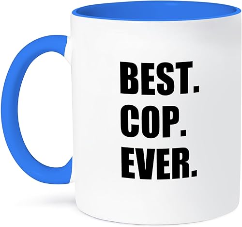 Miniatura 1 de 3dRose Best Cop Ever-Fun - Taza de dos tonos con texto para el mejor oficial de policía del mundo, 11 onzas, azul Negro