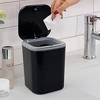 Vista 5 de Begale Mini cubo de basura de plástico de 0.5 galones, pequeño bote de basura con tapa
