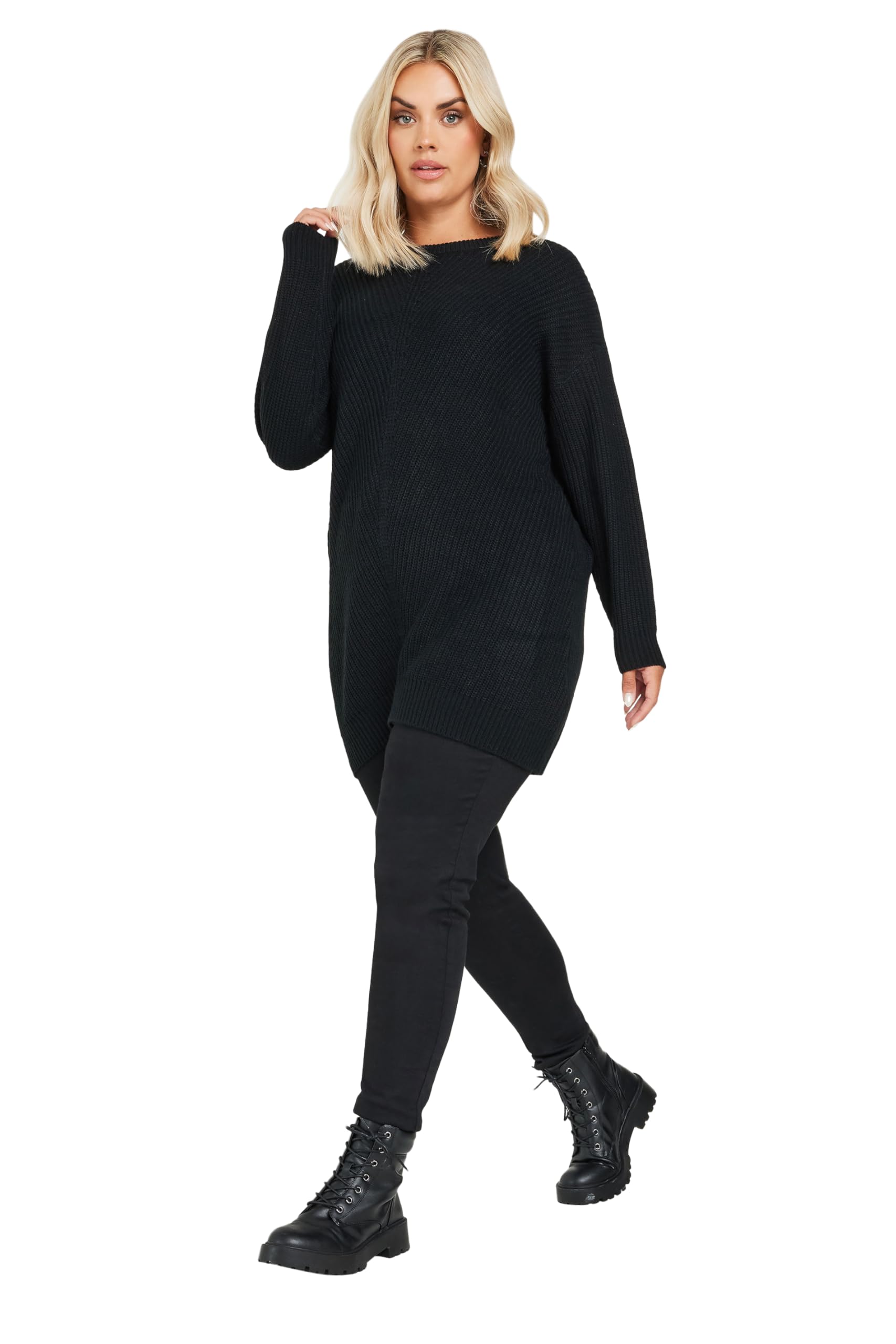 Yours Women's Black Curve Essential Knitted Jumper - Plus Size Curve
