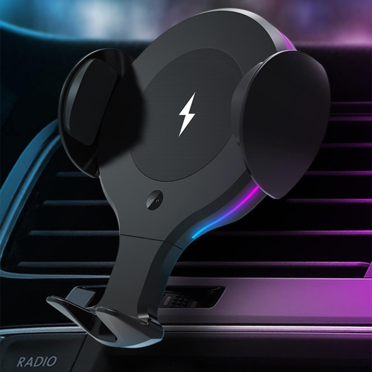 YARNOW Caricatore 12v Auto Wireless da 10w Supporto Smartphone Auto in Abs e Pom, Protezione da Sovracorrente e Supporto per Bocchetta D'aria Rotante a 360 Gradi per Automobile