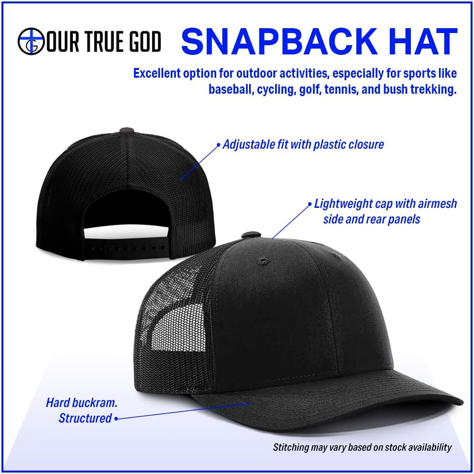 Faith Over Fear Leather Patch Christian Trucker Hat - Adjustable Fit Snapback Hat - Breathable Mesh Side for Casual Wear