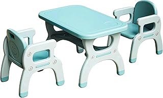 Eyoumi Kids Table and Chairs, Children Table and 2 Chairs Set for Ages 1-6, Toddler Table and Chair Set Ideal for Preschool, Kindergarten, Toddler Table & Chair Set（Blue）