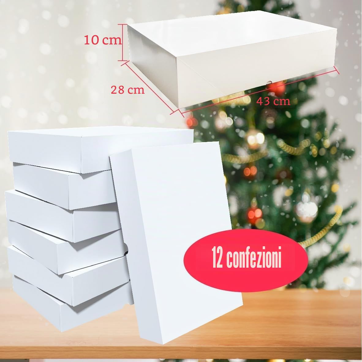 Confezione da 12 scatole regalo extra large con coperchio per regali, 43 x 28 x 10 cm, scatole bianche per confezionare regali, coperte, accappatoi, camicie, maglioni, scatole di cartone bianche XL