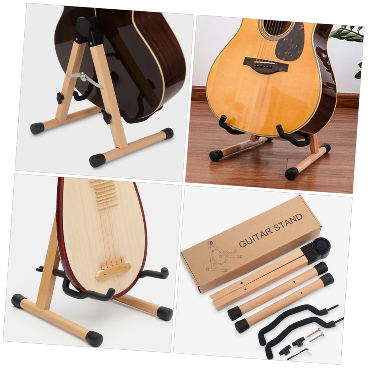 ibasenice Portachiara in Legno Supporto Per Chitarra Pieghevole Stand Per Chitarra Adatto Per Chitarre Acustiche Classiche Ed Elettriche