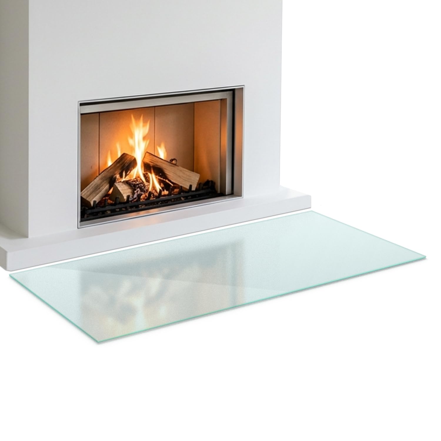 Piastra di Base per Camino Rettangolare 140x70 cm | Protezione per Pavimenti | Parascintille per Stufe | Lastra da Pavimento per Focolari | Resistente al Fuoco - Vetro Temperato Satinato