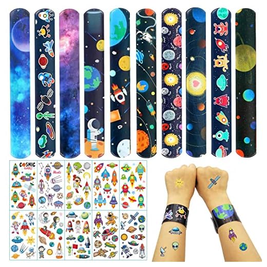 YGCHEN Slap Bracelet Espace Tatouage Astronaute Éphémère pour Enfant Slap Bracelet à Claquer pour Les Enfants Fournitures de Fête à Thème Espace, 20 Pièces