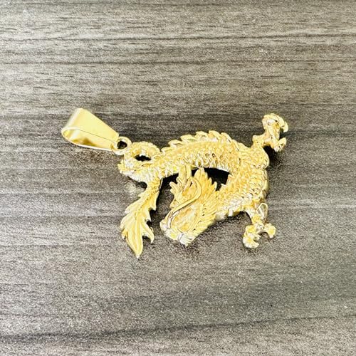 18K Gold Plated Stainless Steel Animal Dragon Pendant Necklace2