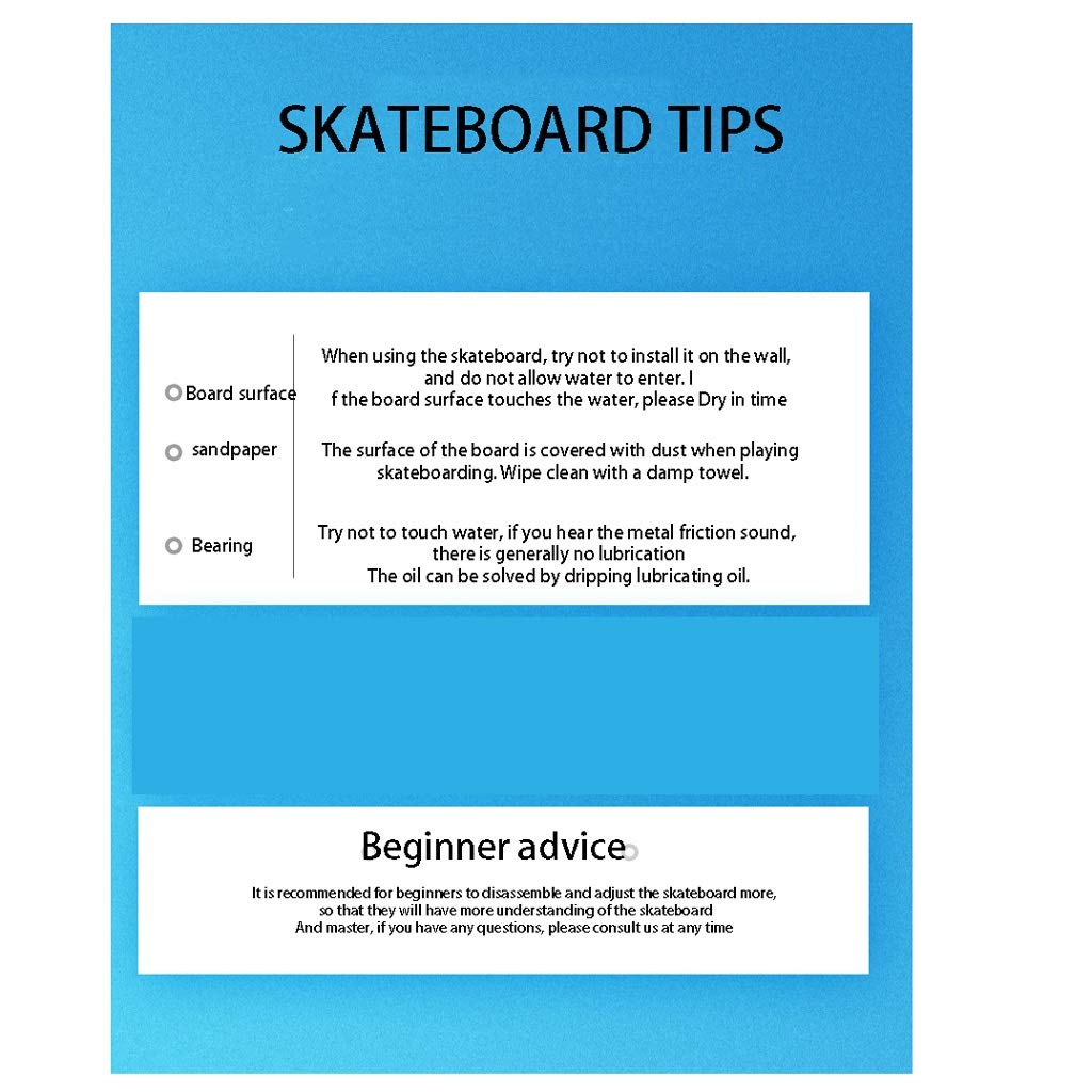 TXTC 6-12 Ans Débutant Skateboard 7 Couches Ponts 31"x8" inch Complete Skate Board en Bois D'érable Longboard for Les Ados Adultes Débutants Filles Garçons (Color : C)