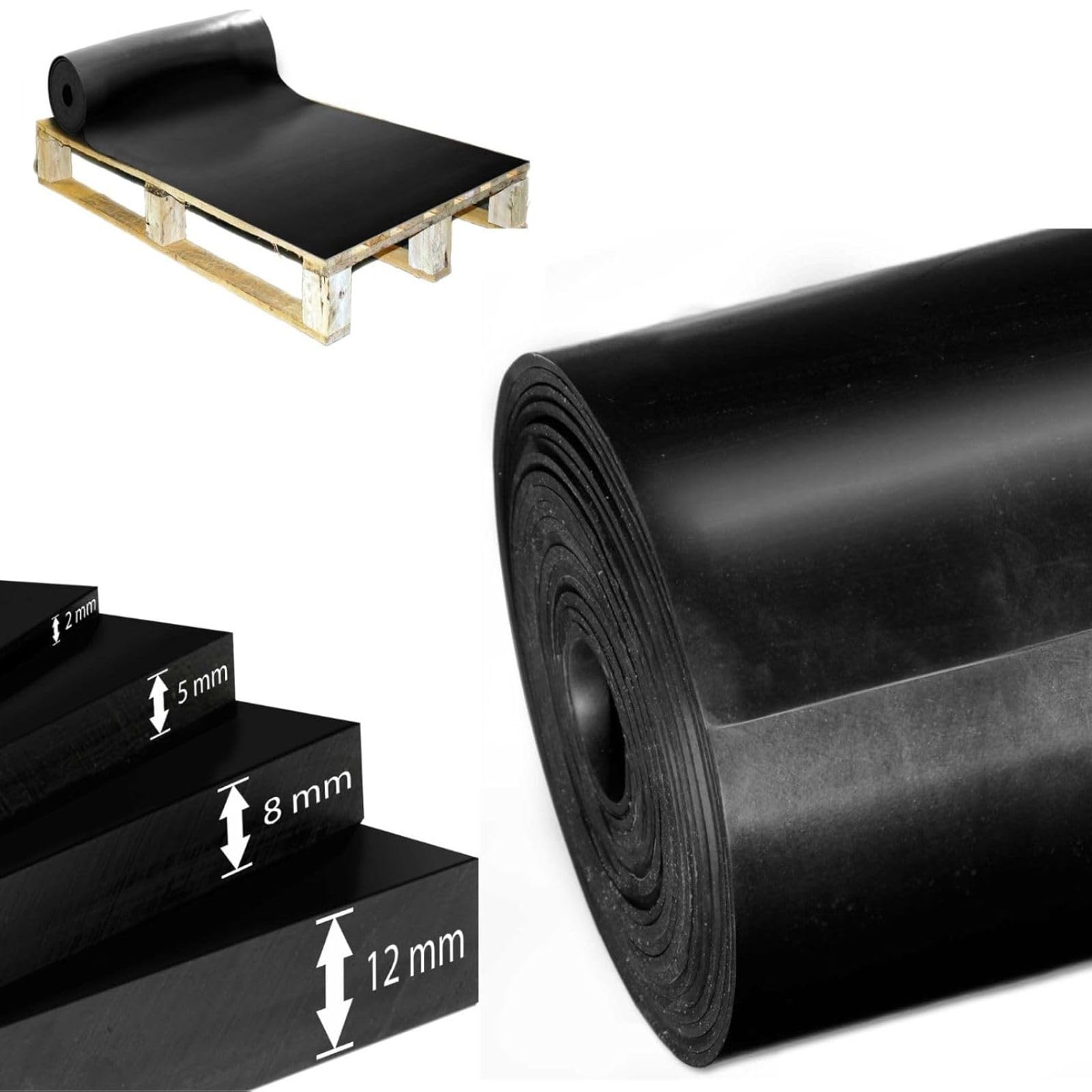 Plancha De Goma SBR De 2 Mm En Rollo - Suelo Antideslizante Y Anti-fatiga - Aislante Acústico Y Térmico Para Interiores/exteriores