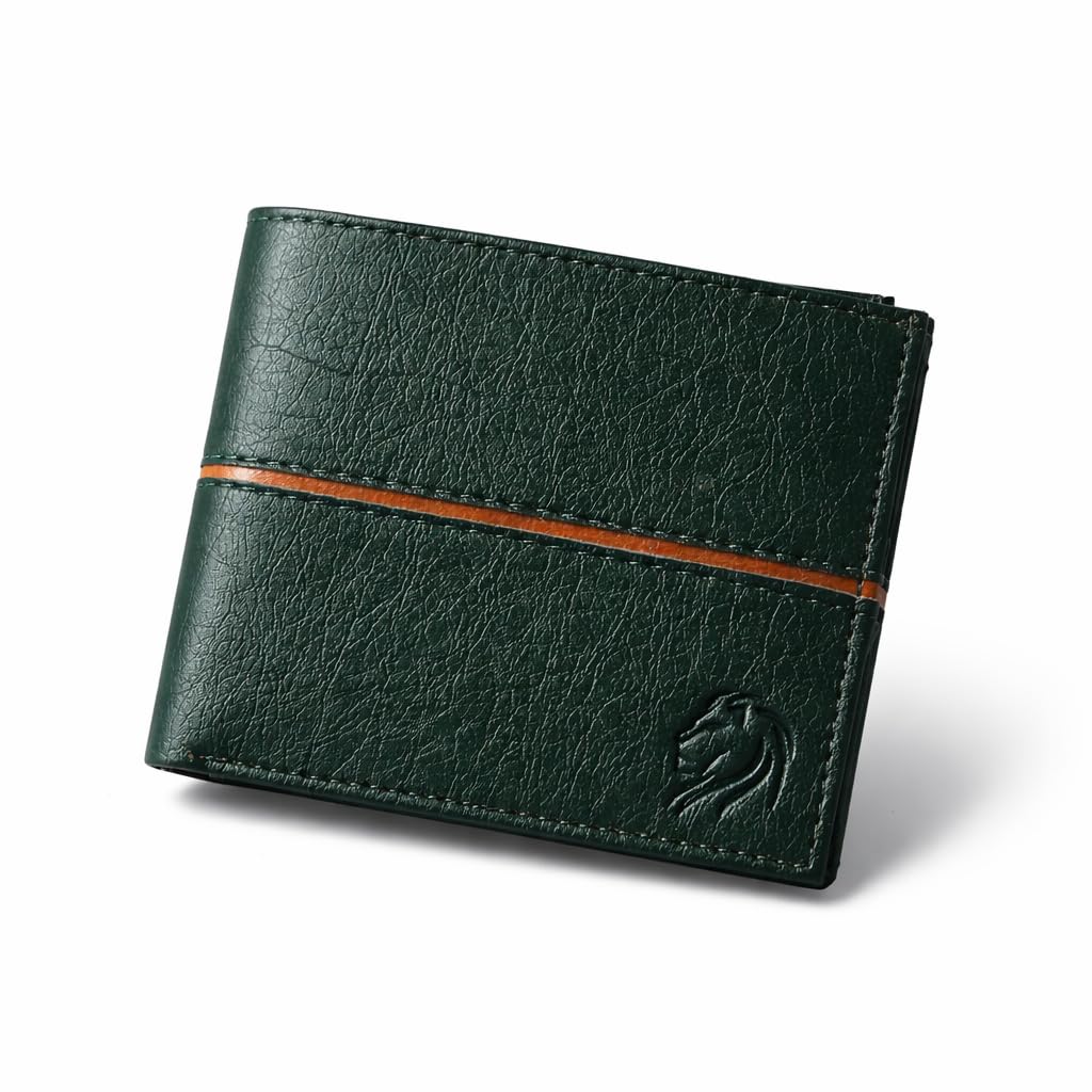 vemilio quality meets affordability VEMILIO Vegan Leather Wallet for Men | Bifold Wallet with Coin Pocket, ID Window | 3 Card Slots | 2 Cash & 2 Hidden Compartments | Stylish Gift Wallet for Boys (Green)-picture-18