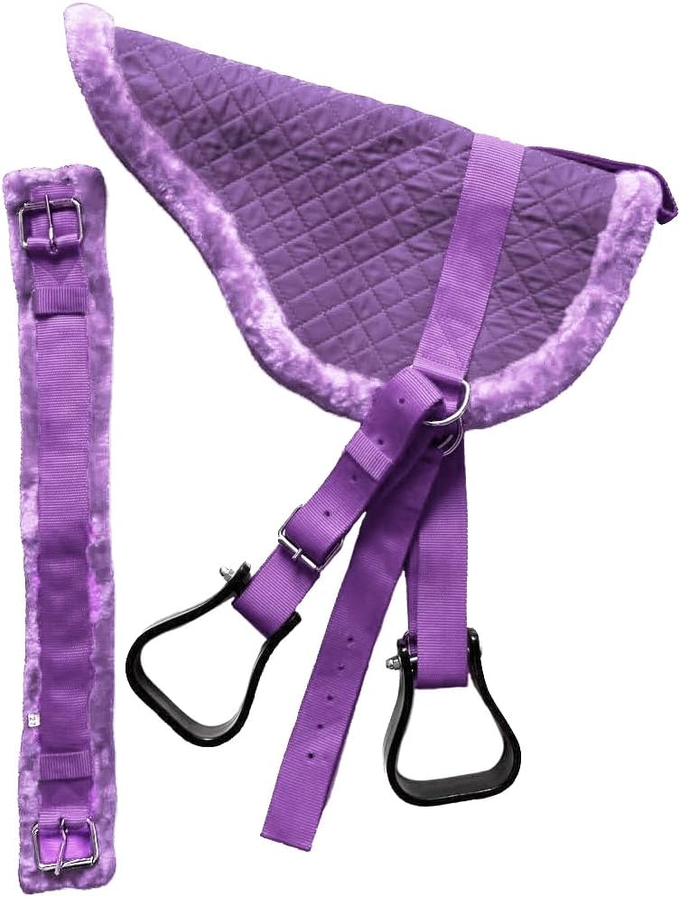 Pony Size Quilted Bareback Pad with Fuzzy Fleece Bottom and 27 Girth