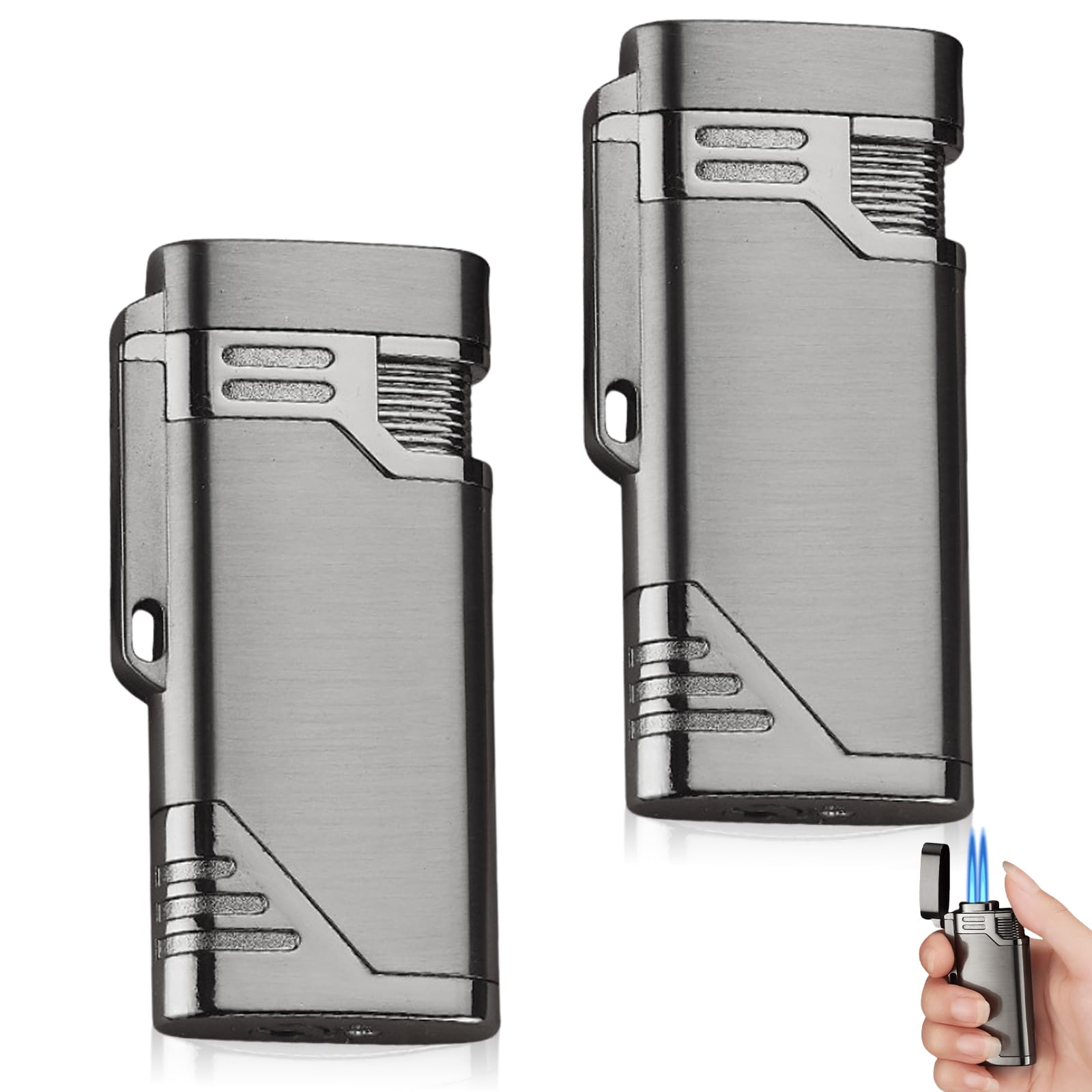 3 Accendini Mini Tempesta - Antivento, Doppia Fiamma Jet, Ricaricabili - Foto 2