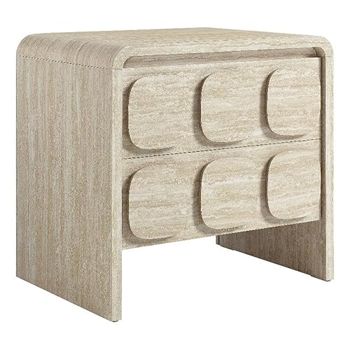 Modway Toscana 2-Drawer Nightstand in Travertine - Rounded Curved-Top Nightstand