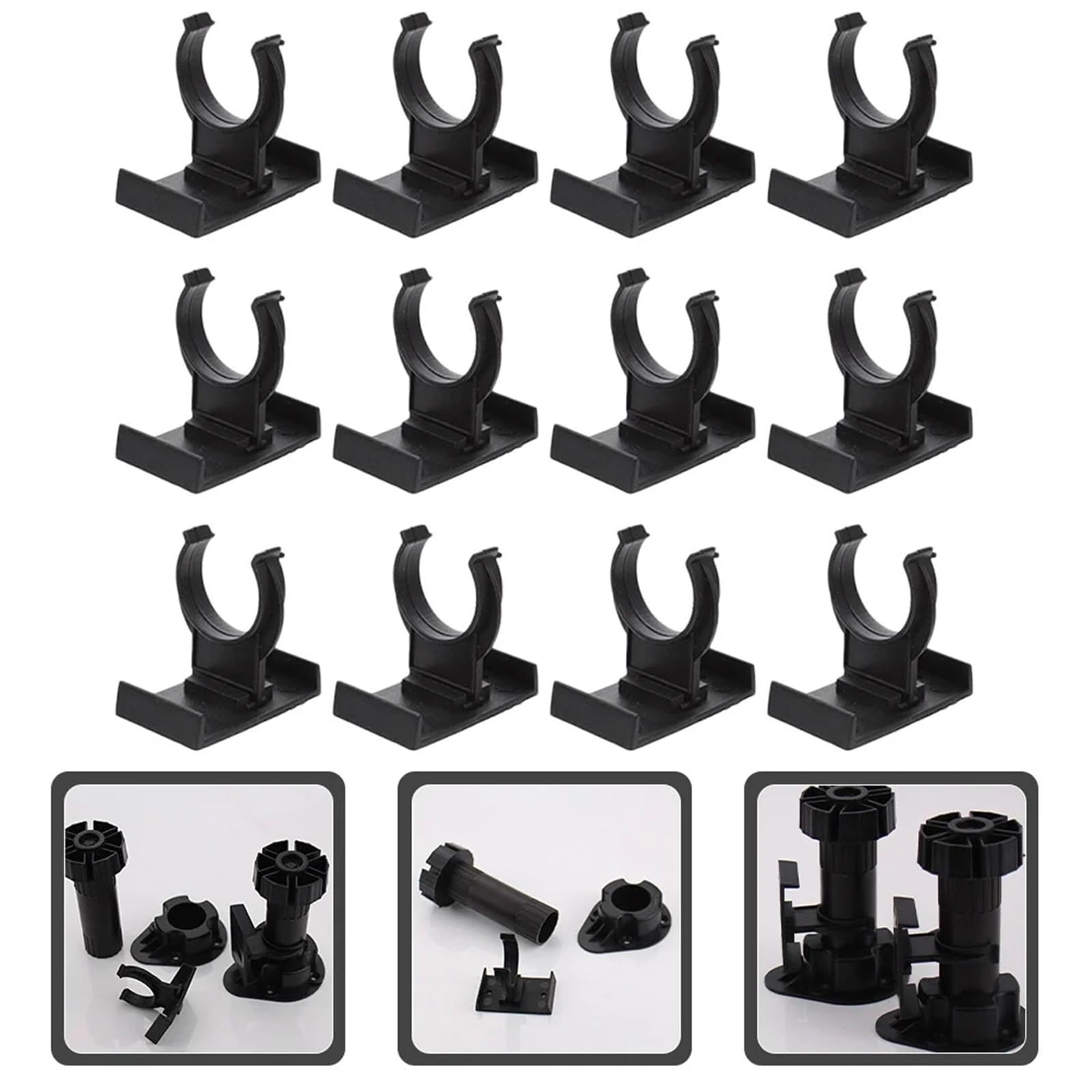 Yantbin Kitchen Plinth Clips 60Pcs Adjustable Cabinet Feet Plastic Kitchen Leg Plinth Clips Furniture Levelers Snap Brackets Board for Furniture Cabinets Table