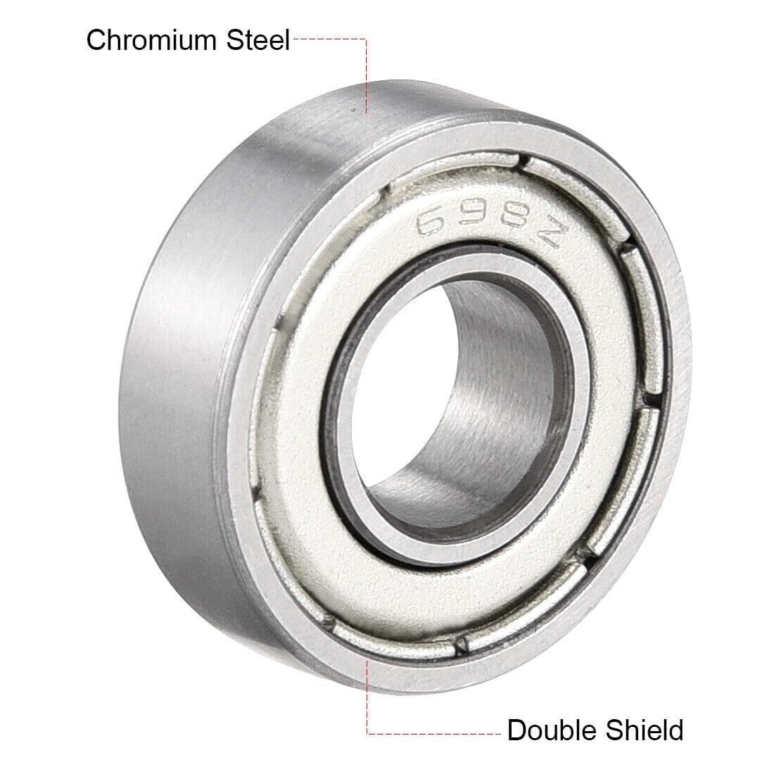 10 Uds rodamiento rígido de bolas 698ZZ doble escudo 8mm x 19mm 6mm acero cromado