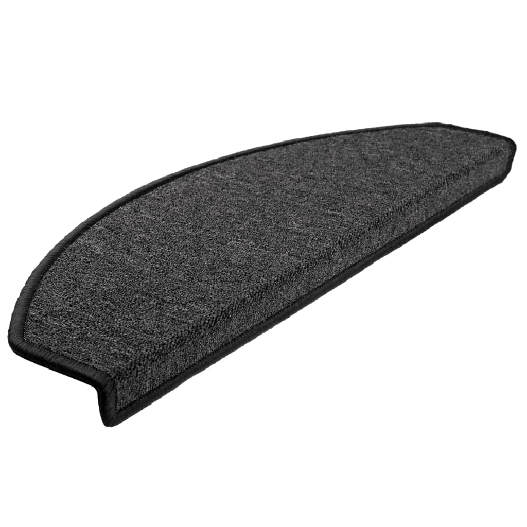 vidaXL Carpet Stair Treads - Set of 15 - Non-Slip and Sound Dampening - Anthracite 65x24x4 cm - Easy to Attach Stair Mats - 100% PP Tufted