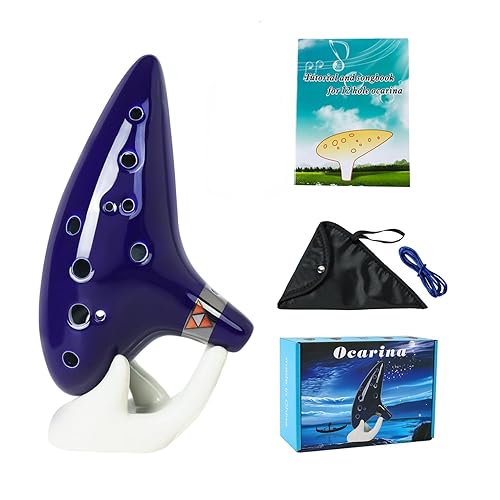 Zelda Ocarina 12 Holes Alto C Tone with Song Book (Songs From the Legend of Zelda) Ocarina is a Great Zelda Gift for Festival Gift - Tiny Ocarina Instrument with Display Stand Protective Bag