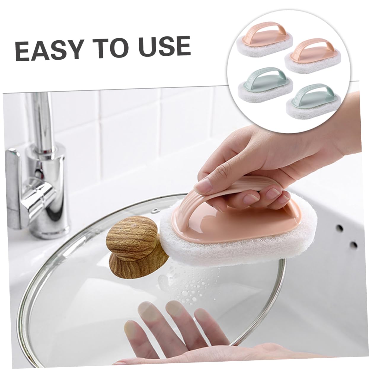 VALICLUD 3 Set Spazzole Per Con Spugne Resistenti Per Cucina E Bagno Facili Trasportare 4 Pezzi * 3
