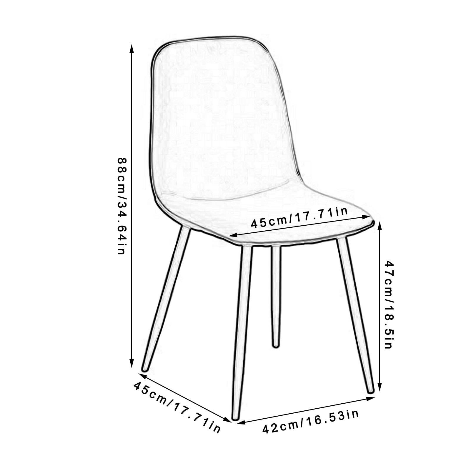 SJIALEN Modern Dining Chairs Set of 2, for Lounge Office Backrest Soft Faux Leather Seat with Black Metal Legs Kitchen Chairs Kitchen Chair (Color : Pink Orange, Size : 42x45x88cm)