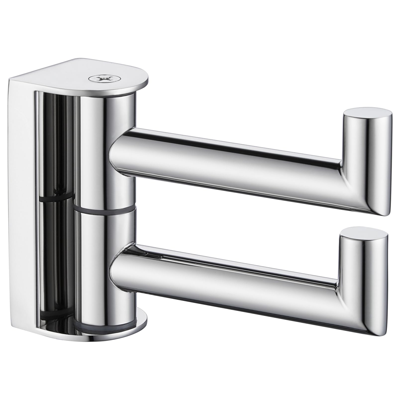 APLusee Double Swivel Towel Hook Wall Mounted, 304 Stainless Steel Folding Coat Hook with 2 Rotating Arms, Polished Chrome