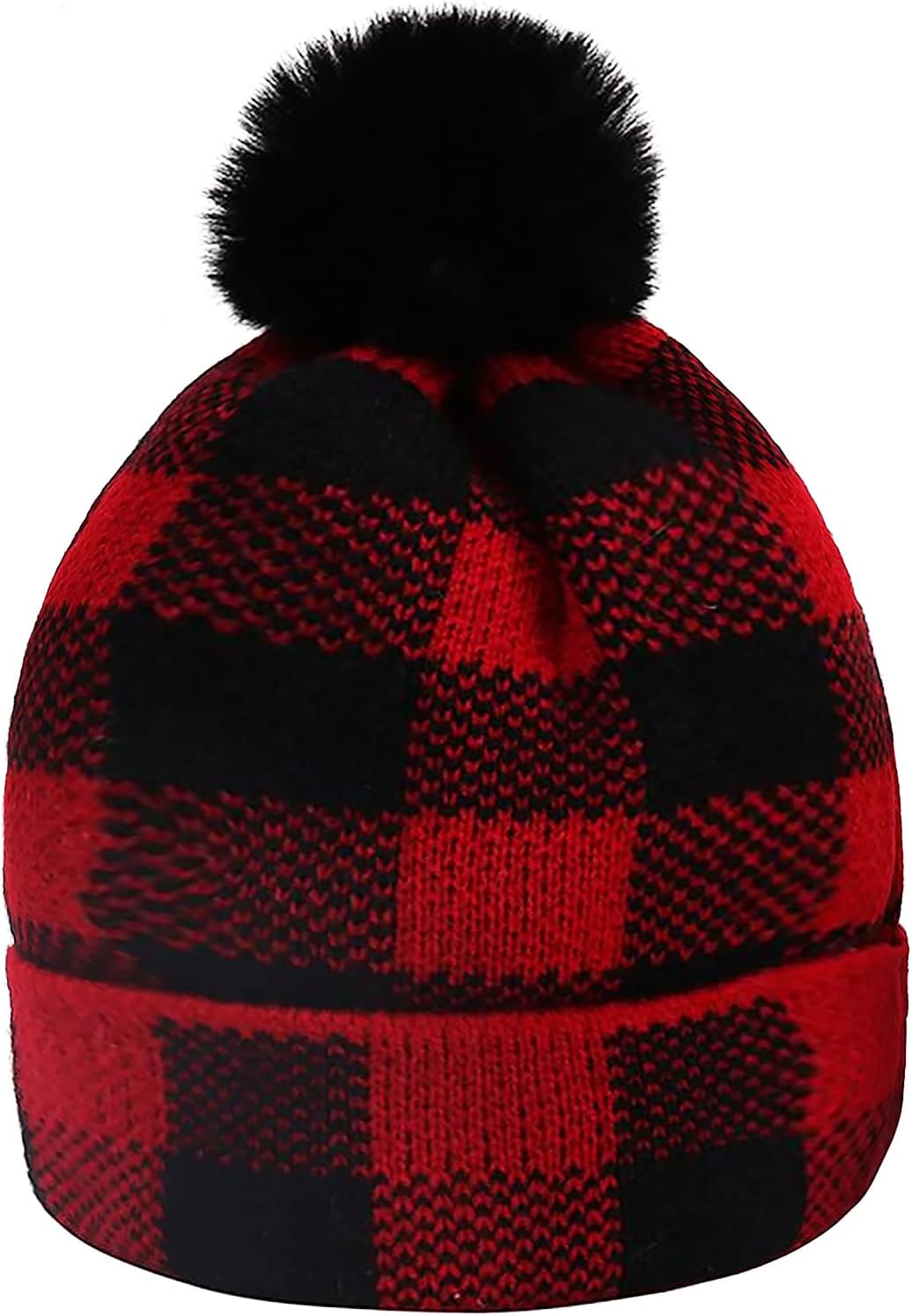 SSTX Plaid Christmas Hat, Adult Classic Red and Black Xmas