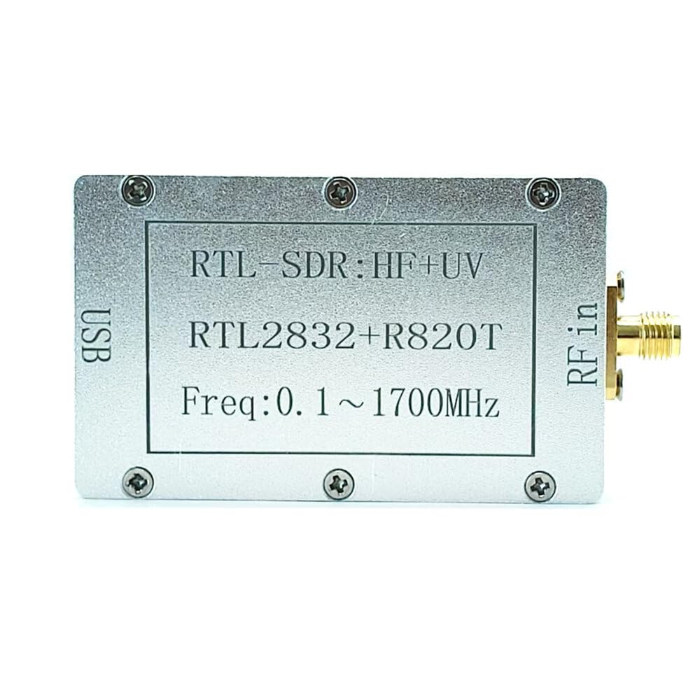 VIDOO Receptor RTL-SDR Banda Completa 100kHz-1.7GHz Radio Definida por Software Aviación Onda Corta Carcasa Aluminio CNC