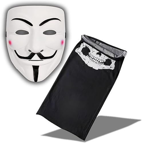 Compatible Project Zorgo Spy Ninjas - Juego de máscara blanca de hacker y polaina de calavera PZ9 Melvin (1, máscara de hacker blanca más polaina)