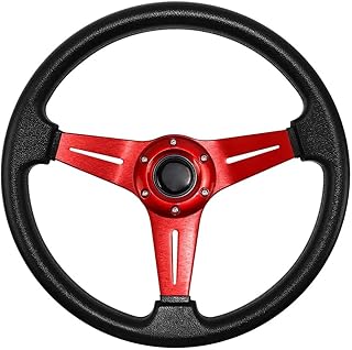 Volant Sport Drift, Modification automobile universel en PU 350MM Racing Competitive Outils accessoires for voiture(Red)