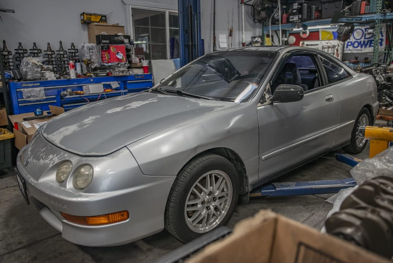 for 1994-2001 Acura Integra DC2 3Dr Hatchback | EOS Visors JDM Tape-On Style Smoke Tinted Side Vents Rain Guard Window Deflectors