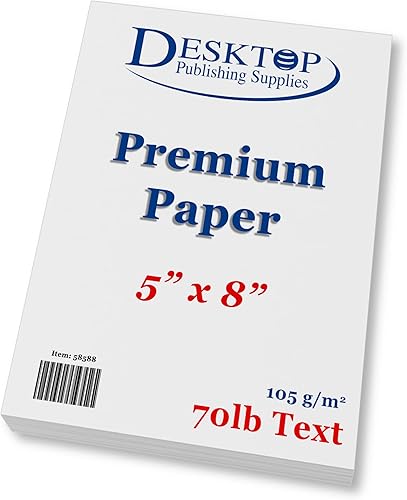 Papel blanco brillante de 5 x 8 pulgadas, texto de alta calidad de 70 libras, paquete de 100 unidades