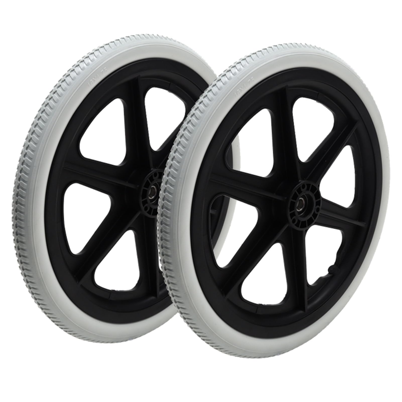 INSTR 16 inch Wheelchair Replacement Wheels, 16×1.75 Solid Tire Rear Wheel for Manual Wheelchair,Gray Rear Wheel Assembly, 2 Pcs