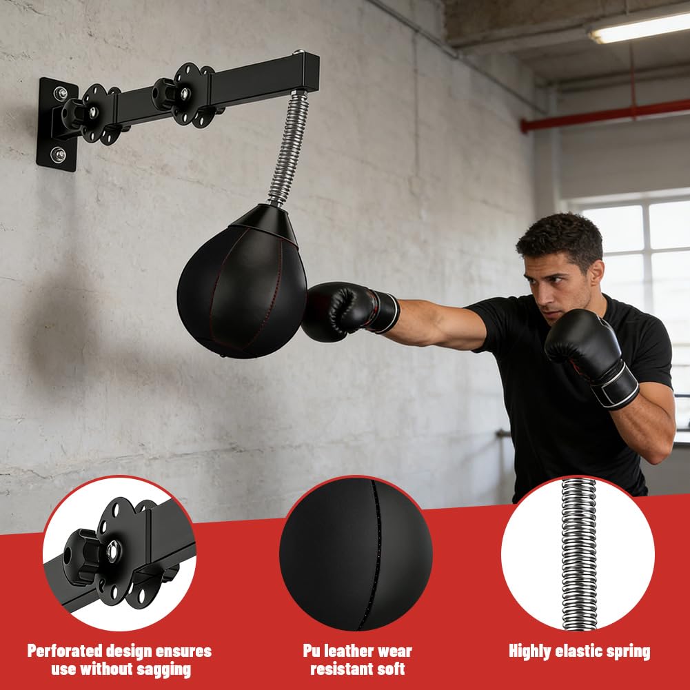 Speed Punchingball, Höhenverstellbar & Faltbar, Boxball mit Aufhängung, Trainingsgerät für Reflexe, Boxsack Set Freistehend, Punching Bag Boxsack Hängend für Home Gym Workout, Training