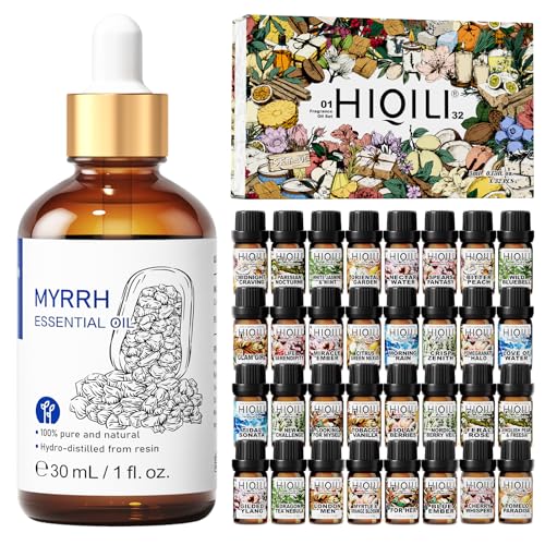 HIQILI Set de Aceites Esenciales 30ML Mirra y 5ML 32 Fragancias