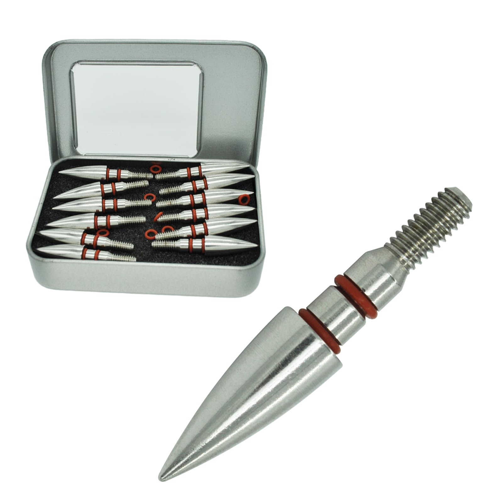 YIMEI 12pcsField Points Archery ArrowTips100-200 Grain Field Points5/16inch Screw in Bullet Points Arrowheads Broadheads for Crossbow Recurve Bow Compound Bow (100Grains)