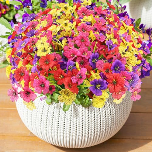 XIANNVXI 16 Bündel Kunstblumen wie Echt Frühlingsdeko Bunte Künstliche Blumen Deko Frühling Wildblume Blumenstrauß Künstliche Zweige Balkon Deko Garten Outdoor Wetterfest Plastikblumen Kunstblumen