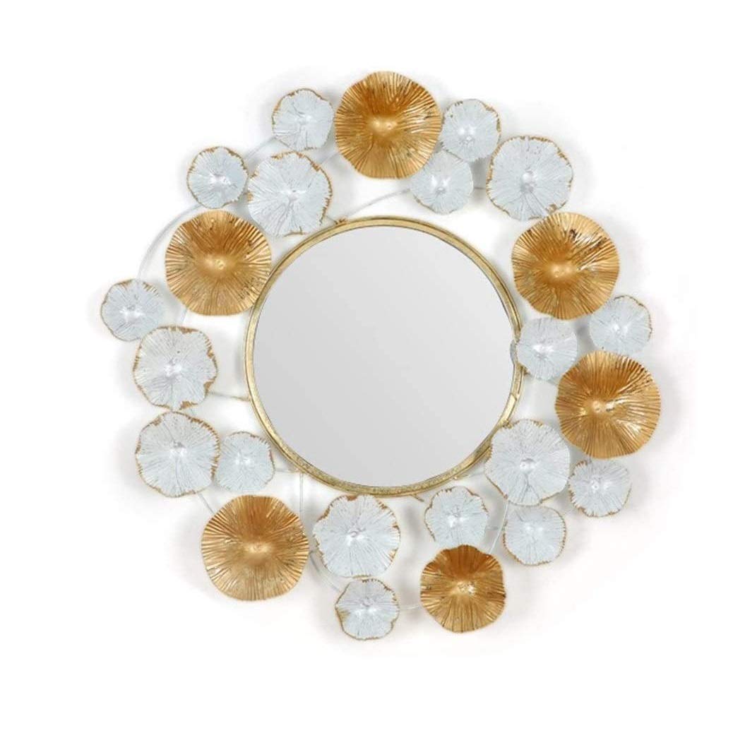 Miroir mur rond pour agrandir un couloir sombre et habiller le salon