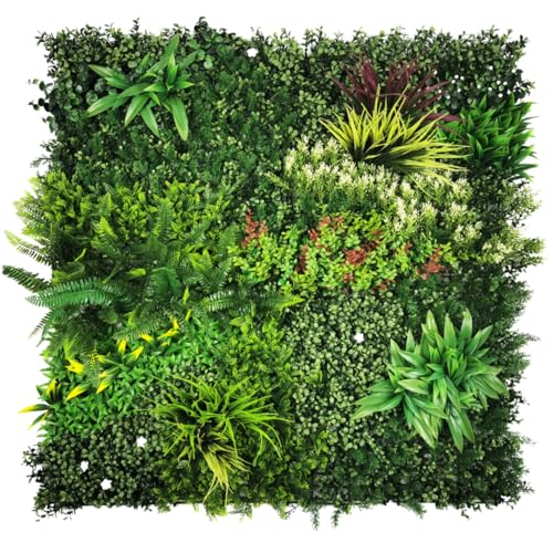 Ark Mat Artificial Plant Flower Living Wall Panels Realistic- Indoor/Outdoor - 1m x 1m - Home Garden Office Cafe Shop Salon Wedding (Lush Lonsdale)