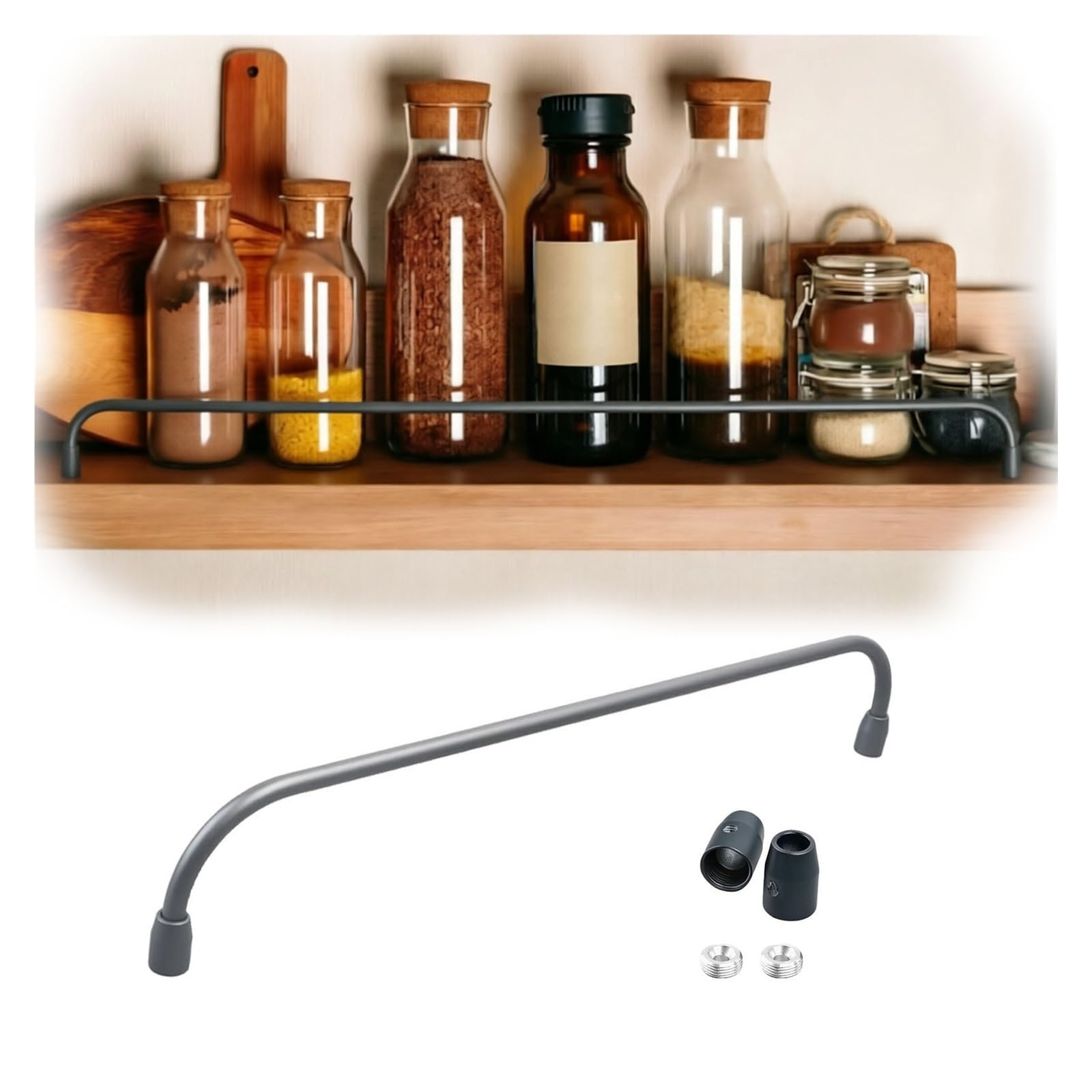 Lxlzyxsf 1Pc Vintage Shelving Guard Rail For Kitchen Countertops Storage, Aluminum Anti-Fall Fence Set Enclosure, Office Desks/Shelf Edge Guardrail Bar(32In/81Cm,)